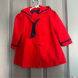Rothschild vintage 4T toddler red hooded pea coat